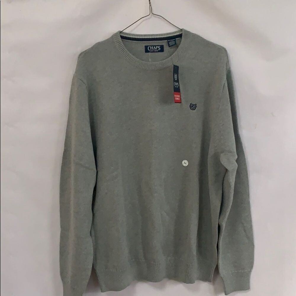 NWT CHAPS GRAY CREWNECK LOGO SWEATER SZ XL